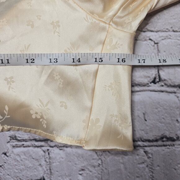 Audrey 3 1 Silky Chinoiserie Chinese Floral Pattern Balloon Sleeve Crop Top Sm - Picture 8 of 10